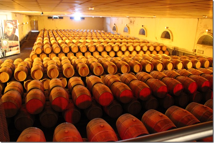 Wine aging in barrels
